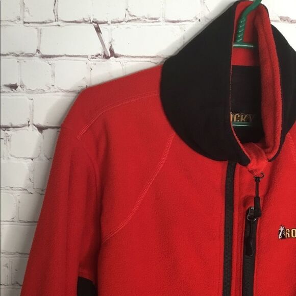 Rocky Men’s Large Red Fleece Jacket ColorBlock  Worn Once Size L - Picture 11 of 16